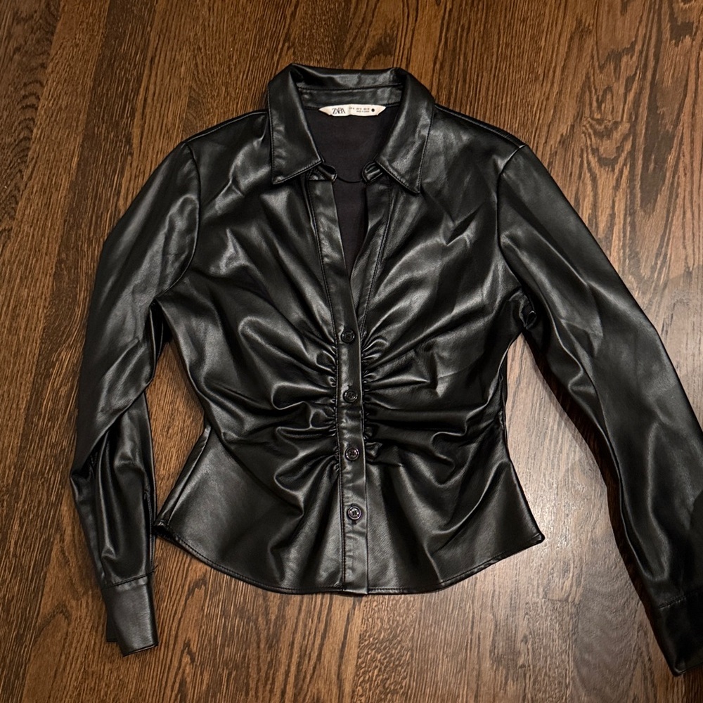 Black Faux Leather Top